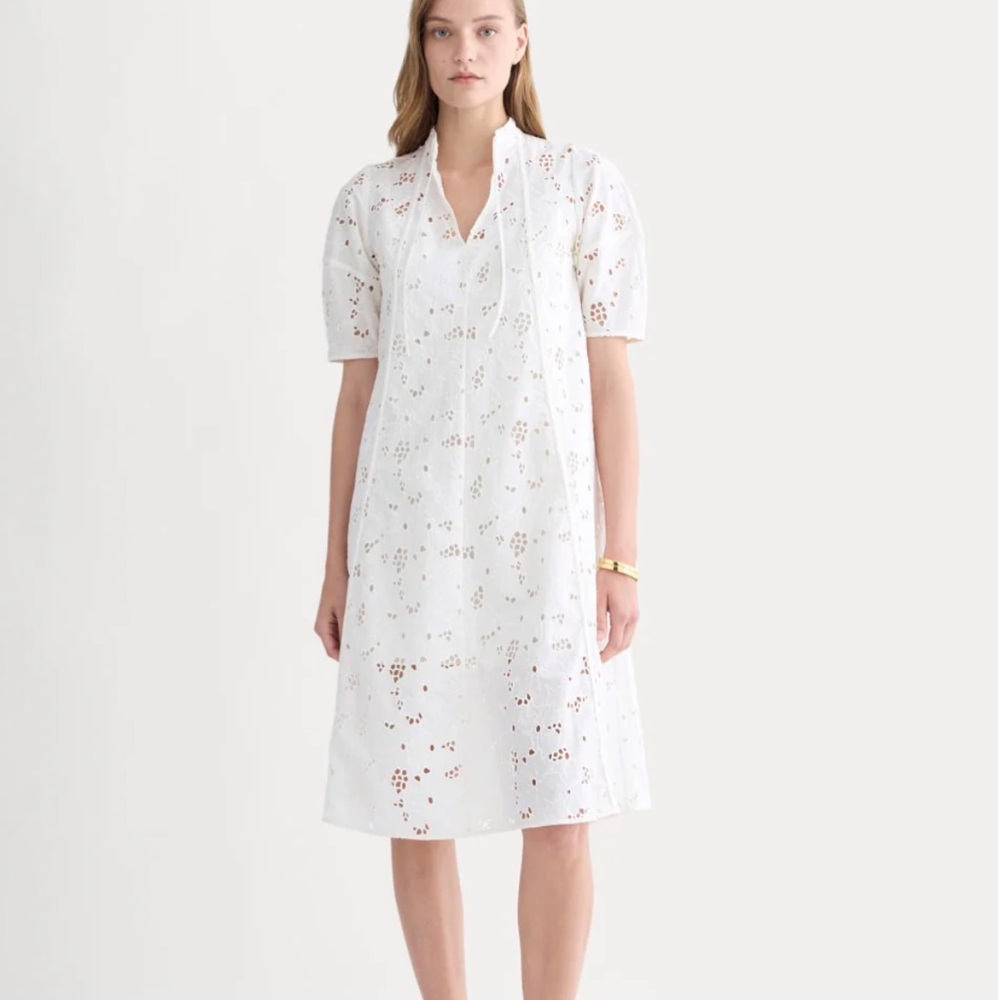 Everlane eyelet midi dress in soft bone color